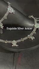 700 Silver Bridal / Party Anklet with Enamel & Stones - Style