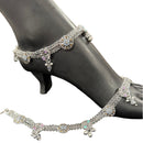 700 Silver Bridal / Party Anklet with Enamel & Stones - Style