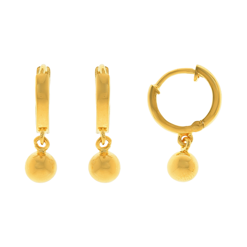 916 Gold Twenty Two Karat (22Kt) Hallmarked 10MM Diameter Hoop Pair -Style