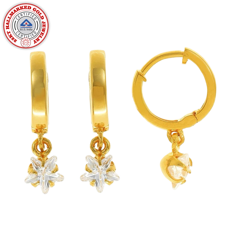 916 Gold Twenty Two Karat (22Kt) Hallmarked 10MM Diameter Hoop Pair -Style