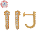 916 Gold Twenty Two Karat (22Kt) Hallmarked J-Shaped Hoop Pair -Style