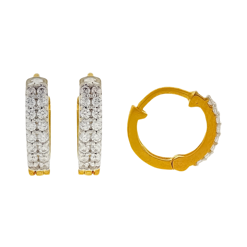 916 Gold Twenty Two Karat (22Kt) Hallmarked 10MM Diameter Hoop Pair -Style