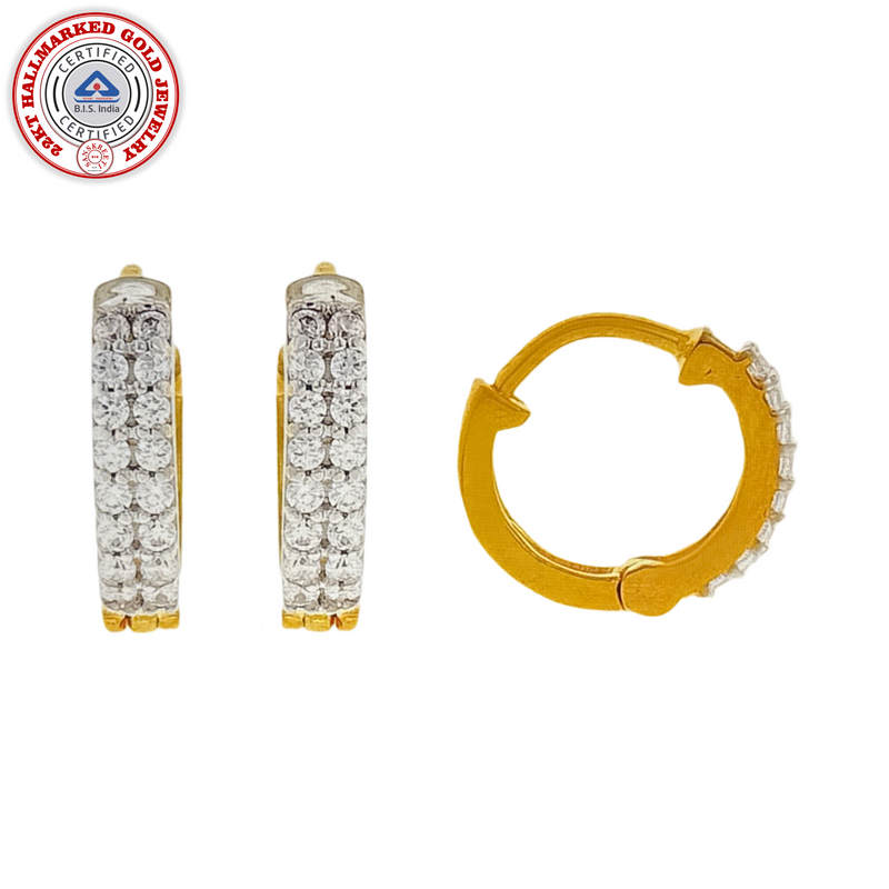 916 Gold Twenty Two Karat (22Kt) Hallmarked 10MM Diameter Hoop Pair -Style