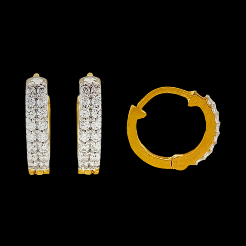 916 Gold Twenty Two Karat (22Kt) Hallmarked 10MM Diameter Hoop Pair -Style