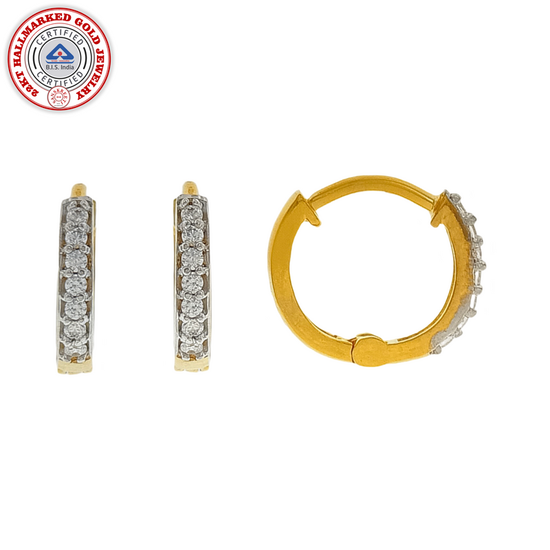 916 Gold Twenty Two Karat (22Kt) Hallmarked 10MM Diameter Hoop Pair -Style