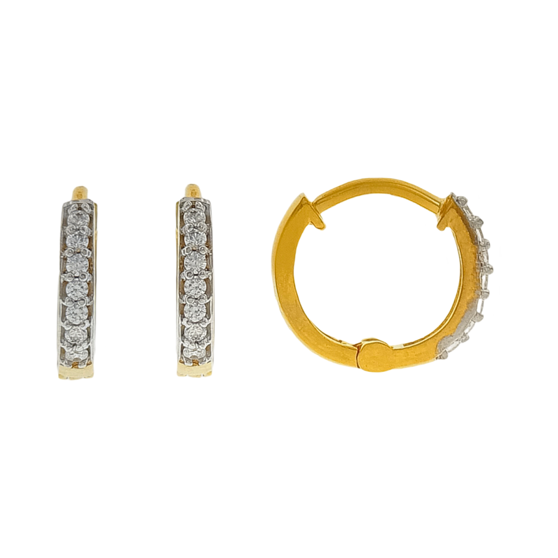 916 Gold Twenty Two Karat (22Kt) Hallmarked 10MM Diameter Hoop Pair -Style