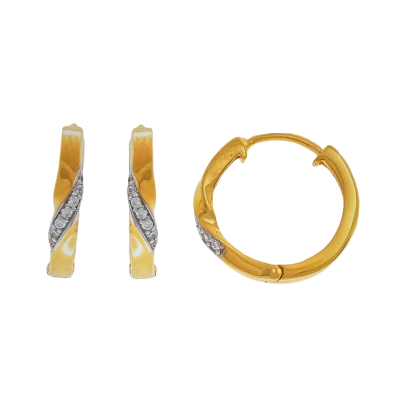 916 Gold Twenty Two Karat (22Kt) Hallmarked 12MM Diameter Hoop Pair -Style