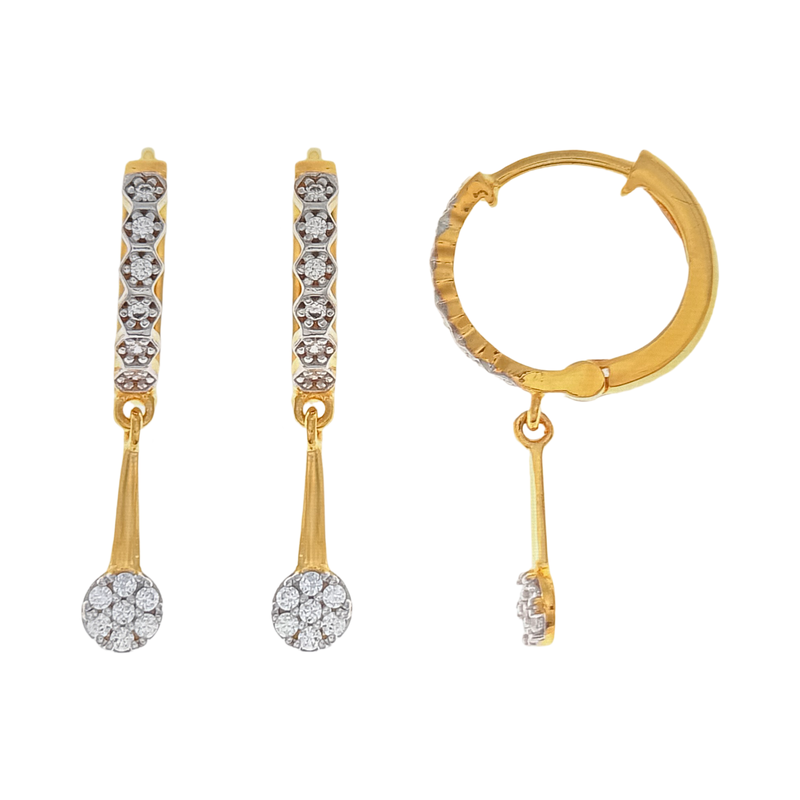 916 Gold Twenty Two Karat (22Kt) Hallmarked 12MM Diameter Hoop Pair -Style