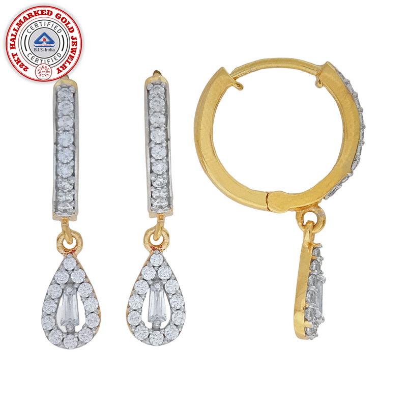 916 Gold Twenty Two Karat (22Kt) Hallmarked 12MM Diameter Hoop Pair -Style