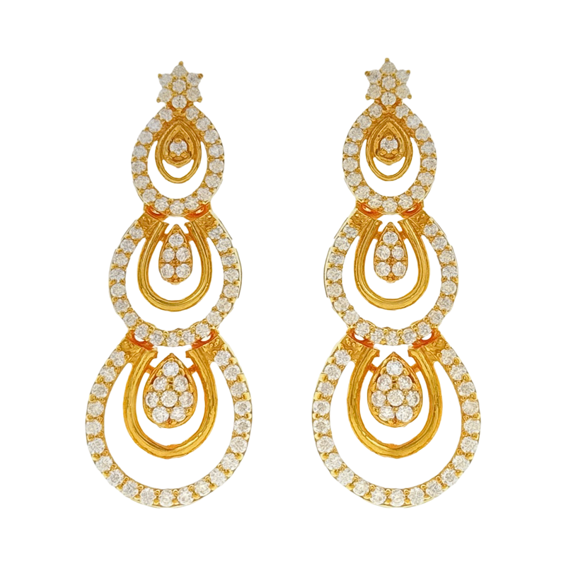 916 Twenty Two Karat (22Kt) Hallmarked Gold Earrings-Style