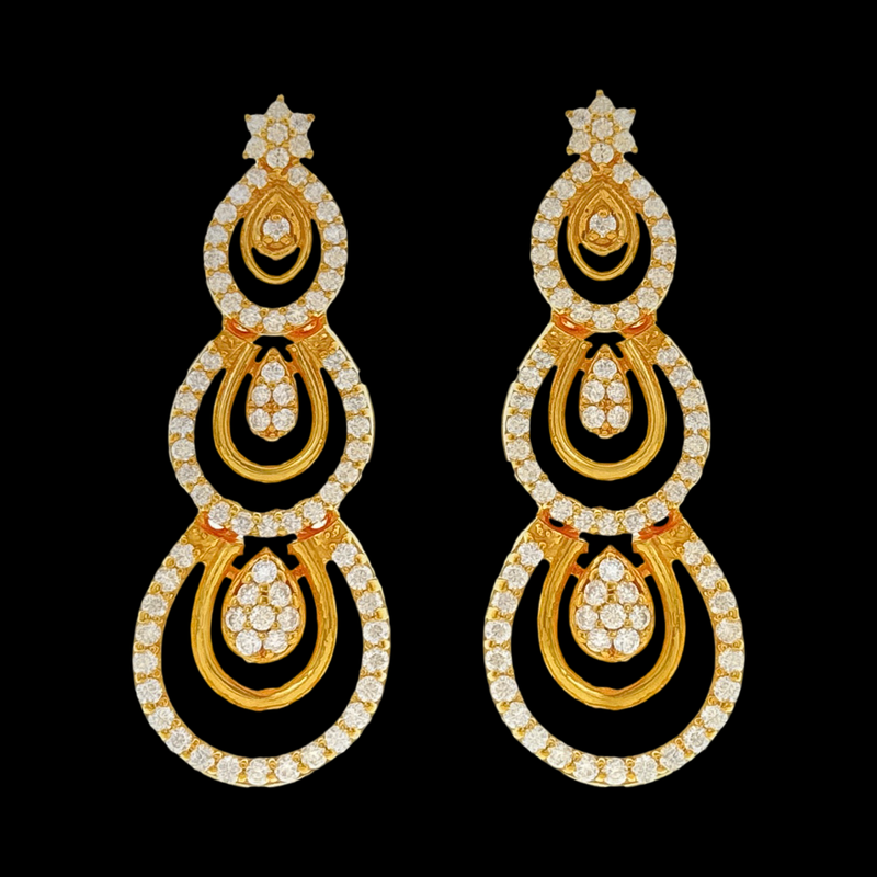 916 Gold Twenty Two Karat (22Kt) Hallmarked Earrings-Style