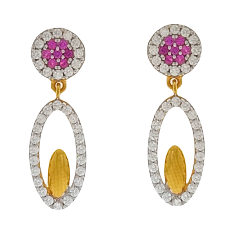 916 Twenty Two Karat (22Kt) Hallmarked Gold Earrings-Style