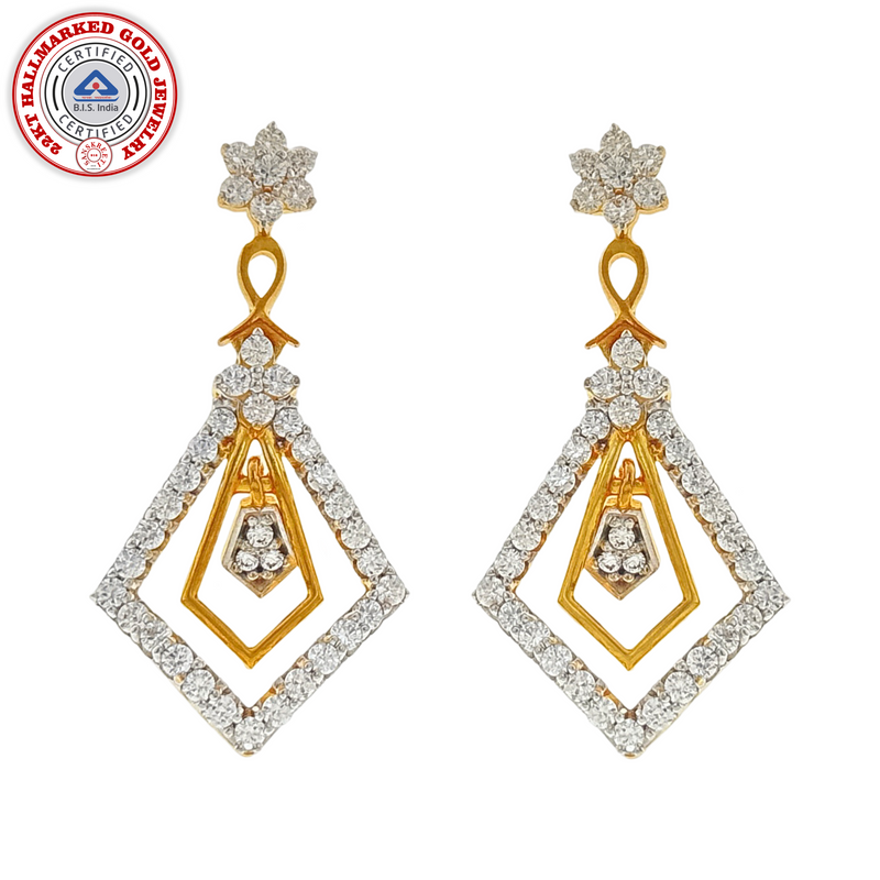 916 Gold Twenty Two Karat (22Kt) Hallmarked Earrings-Style