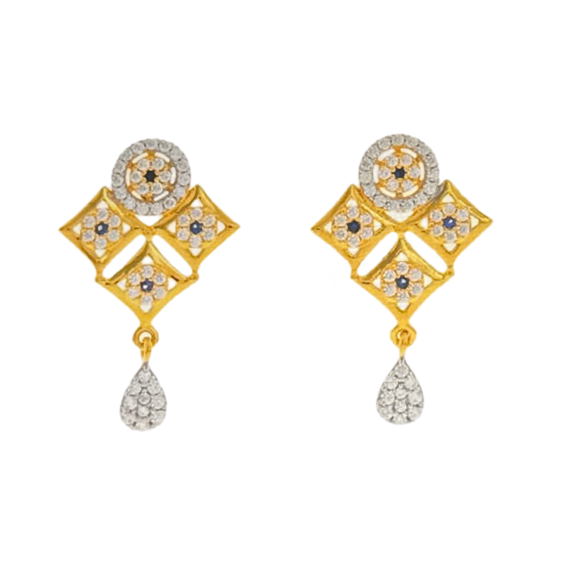 916 Twenty Two Karat (22Kt) Hallmarked Gold Earrings-Style