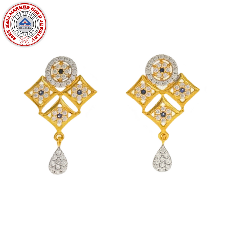 916 Twenty Two Karat (22Kt) Hallmarked Gold Earrings-Style