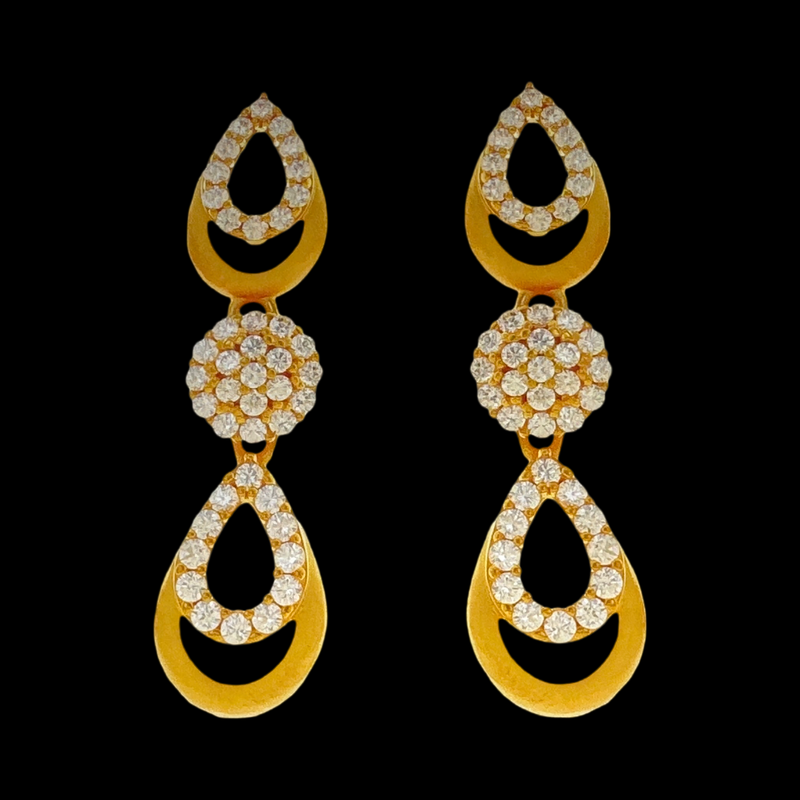 916 Twenty Two Karat (22Kt) Hallmarked Gold Earrings-Style