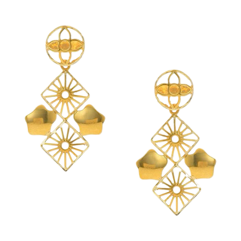 916 Twenty Two Karat (22Kt) Hallmarked Gold Earrings-Style