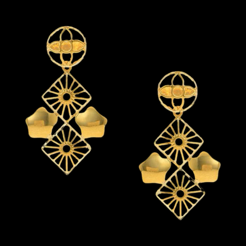 916 Twenty Two Karat (22Kt) Hallmarked Gold Earrings-Style