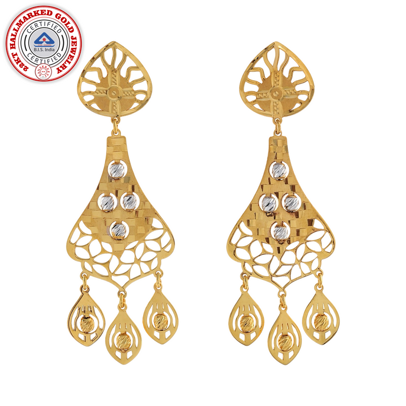 916 Twenty Two Karat (22Kt) Hallmarked Gold Earrings-Style