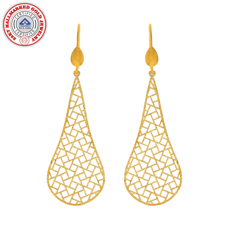 916 Twenty Two Karat (22Kt) Hallmarked Gold Earrings-Style