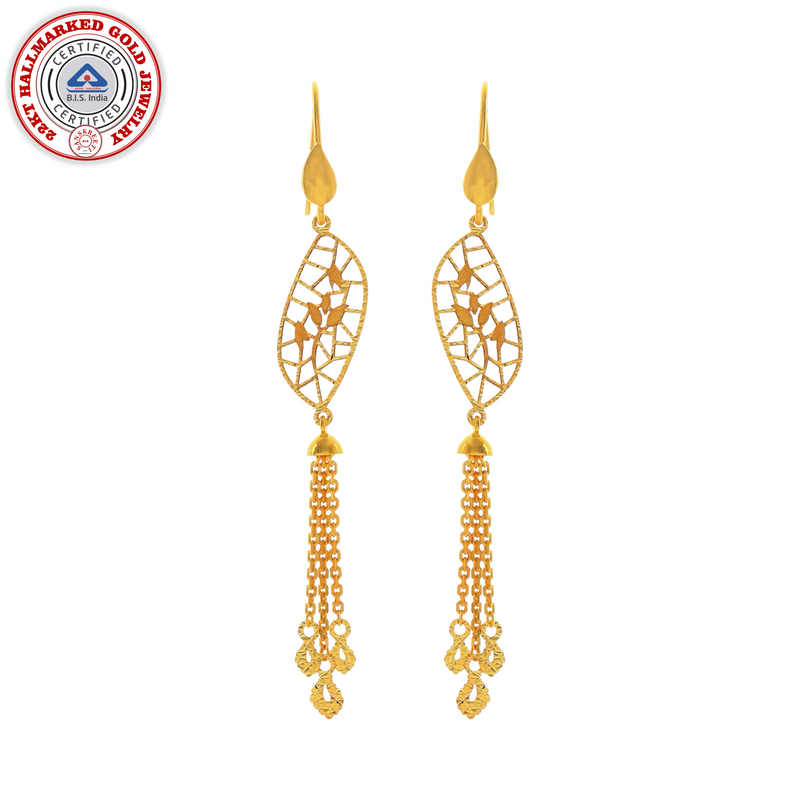 916 Twenty Two Karat (22Kt) Hallmarked Gold Earrings-Style