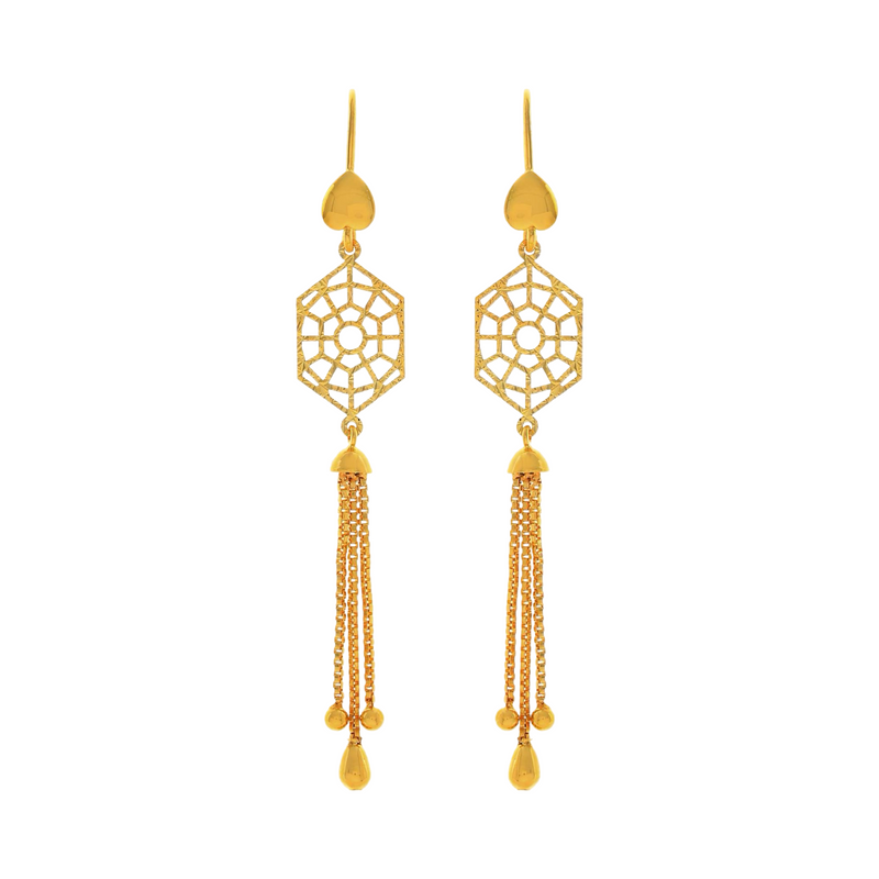 916 Twenty Two Karat (22Kt) Hallmarked Gold Earrings-Style