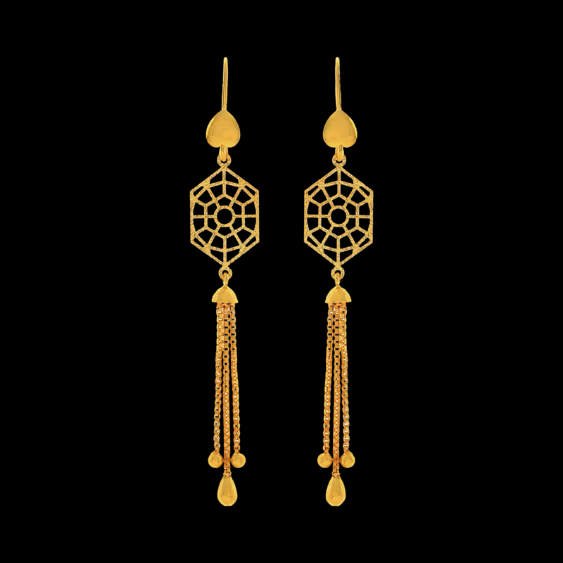 916 Twenty Two Karat (22Kt) Hallmarked Gold Earrings-Style