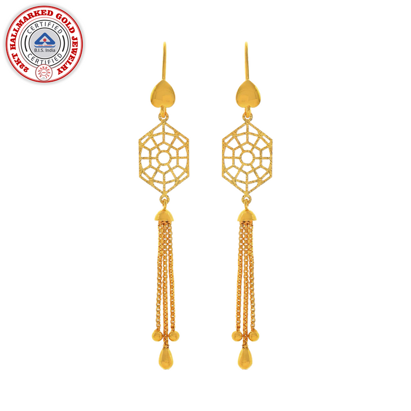 916 Twenty Two Karat (22Kt) Hallmarked Gold Earrings-Style