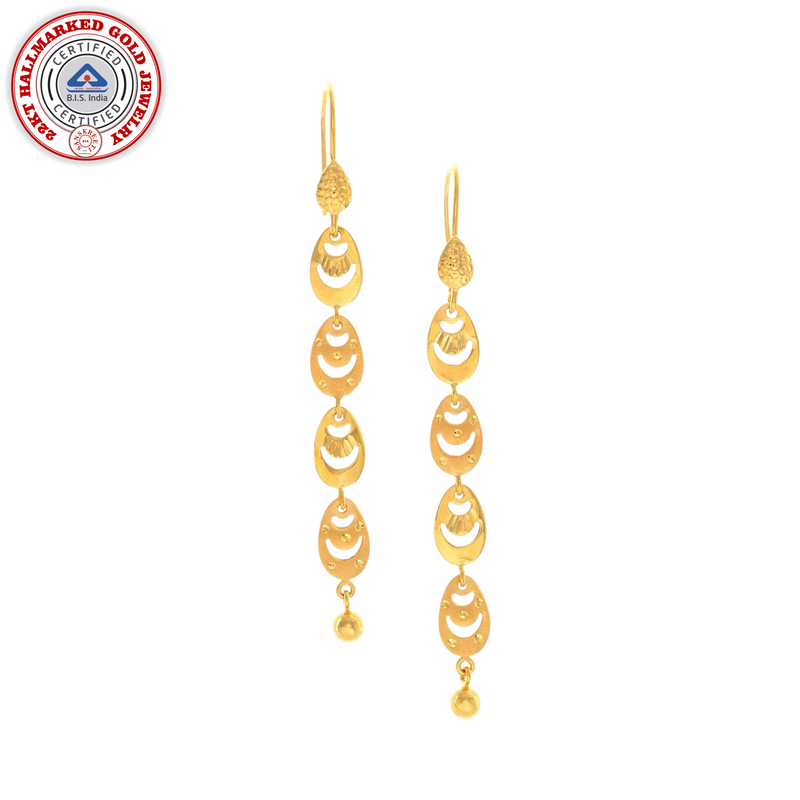 916 Twenty Two Karat (22Kt) Hallmarked Gold Earrings-Style