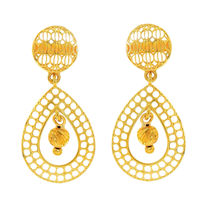 916 Twenty Two Karat (22Kt) Hallmarked Gold Earrings-Style