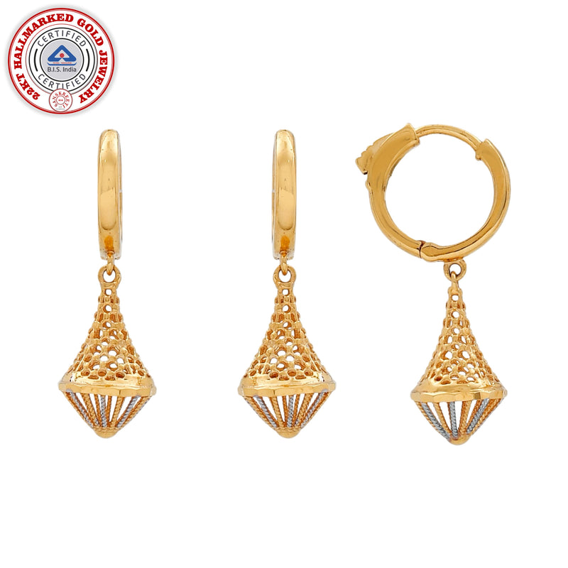 916 Gold Twenty Two Karat (22Kt) Hallmarked Jhumki (Jimki) -Style