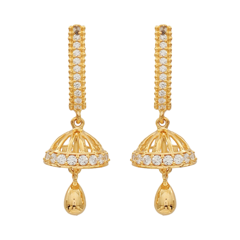 916 Gold Twenty Two Karat (22Kt) Hallmarked Jhumki (Jimki) -Style