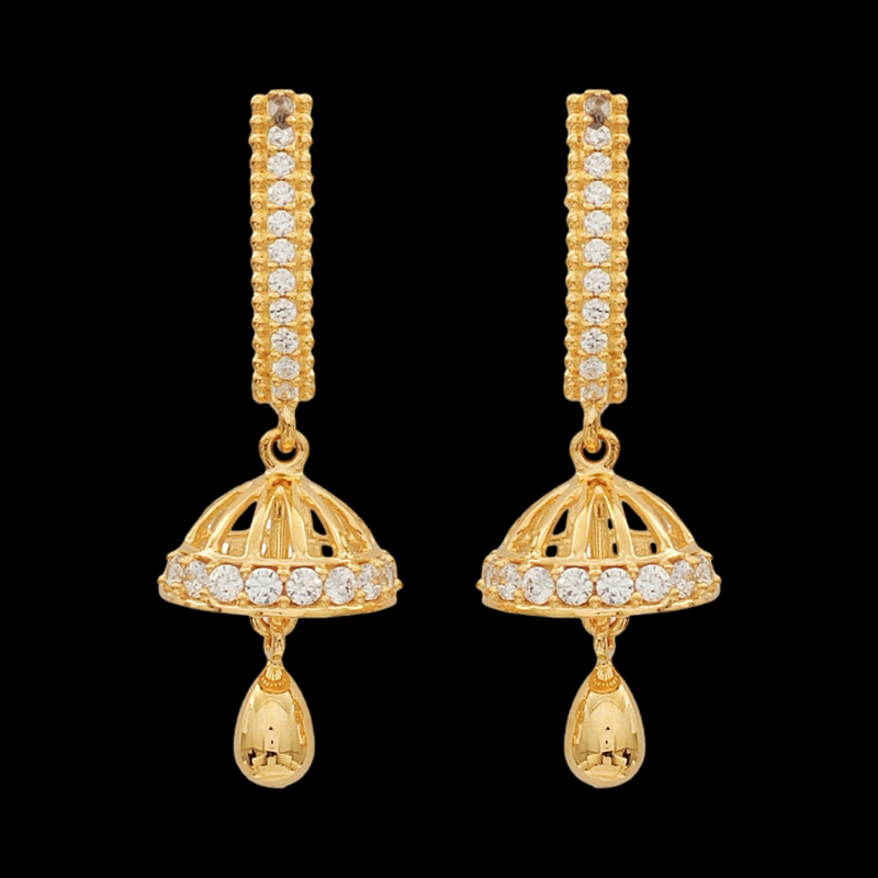 916 Gold Twenty Two Karat (22Kt) Hallmarked Jhumki (Jimki) -Style