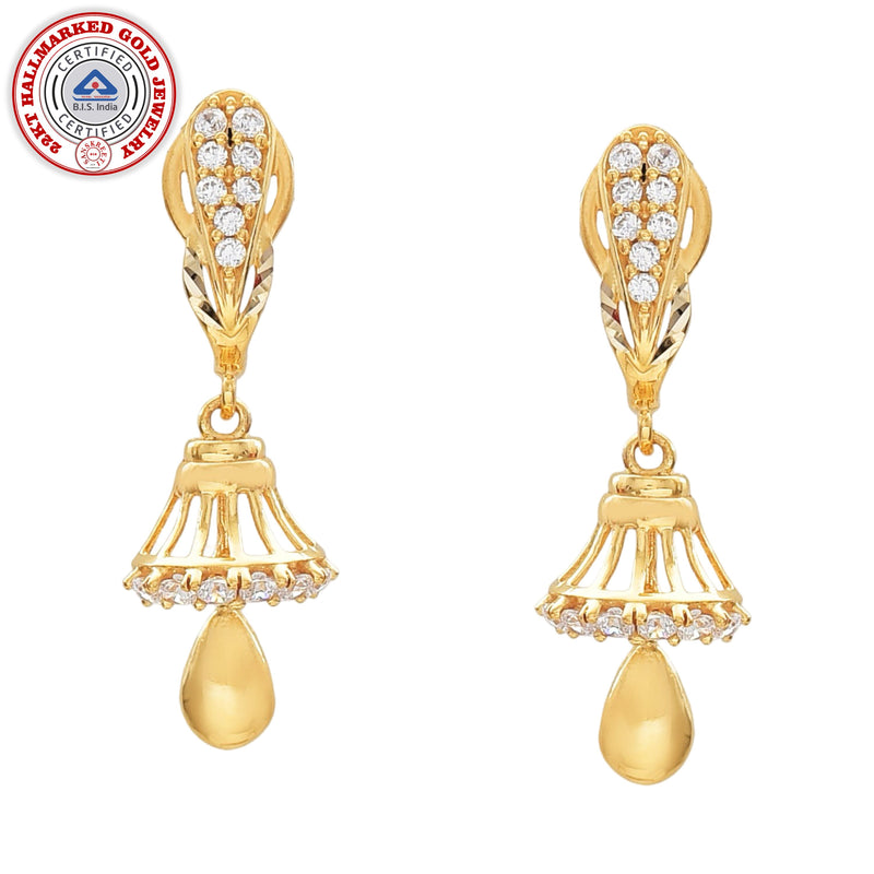 916 Gold Twenty Two Karat (22Kt) Hallmarked Jhumki (Jimki) -Style