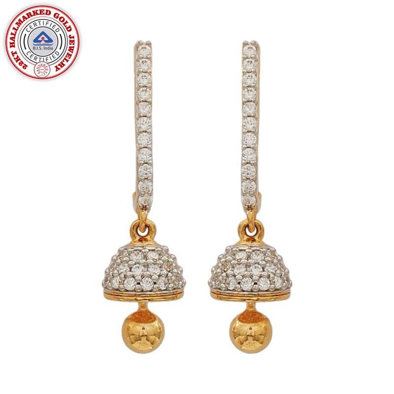 916 Gold Twenty Two Karat (22Kt) Hallmarked Jhumki (Jimki) -Style