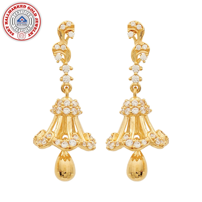 916 Gold Twenty Two Karat (22Kt) Hallmarked Jhumki (Jimki) -Style