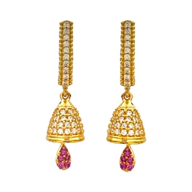 916 Gold Twenty Two Karat (22Kt) Hallmarked Jhumki (Jimki) -Style