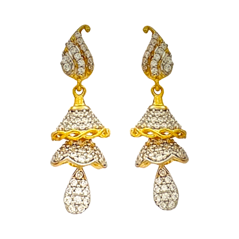 916 Gold Twenty Two Karat (22Kt) Hallmarked Jhumki (Jimki) -Style