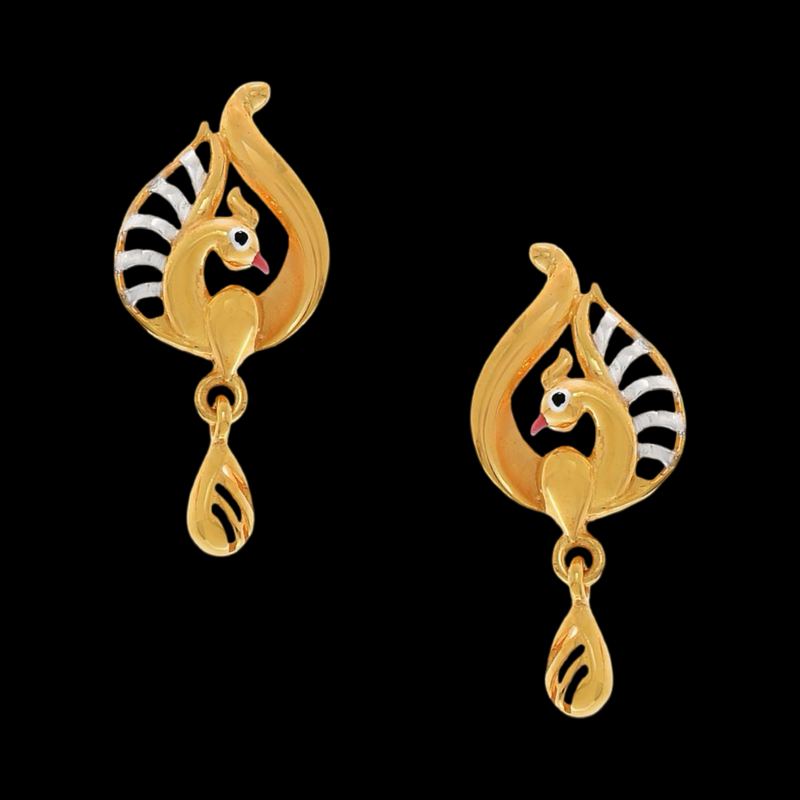 916 Twenty Two Karat (22Kt) Hallmarked Gold Kids / Youth Earrings -Style