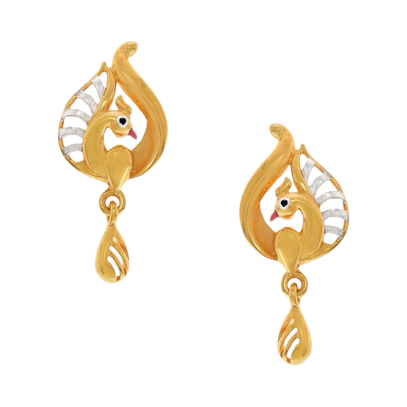 916 Twenty Two Karat (22Kt) Hallmarked Gold Kids / Youth Earrings -Style