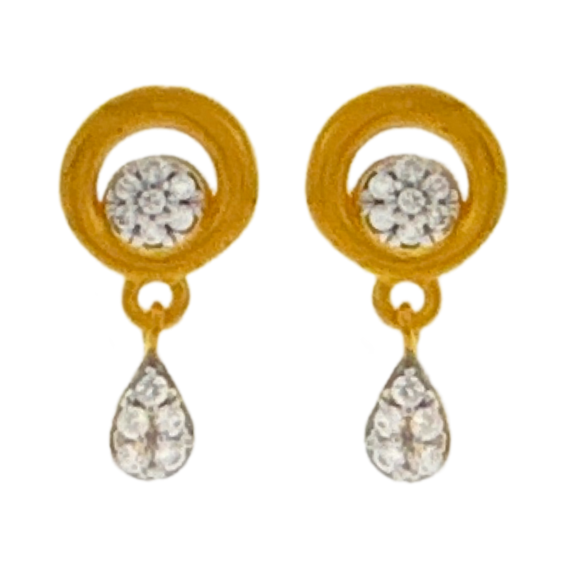 916 Twenty Two Karat (22Kt) Hallmarked Gold Kids / Youth Earrings-Style