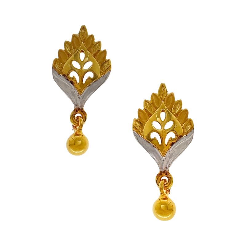 916 Twenty Two Karat (22Kt) Hallmarked Gold Kids / Youth Earrings -Style