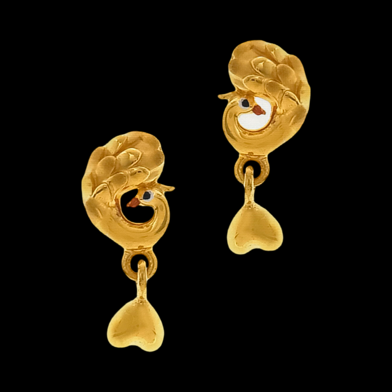 916 Twenty Two Karat (22Kt) Hallmarked Gold Kids / Youth Earrings  -Style