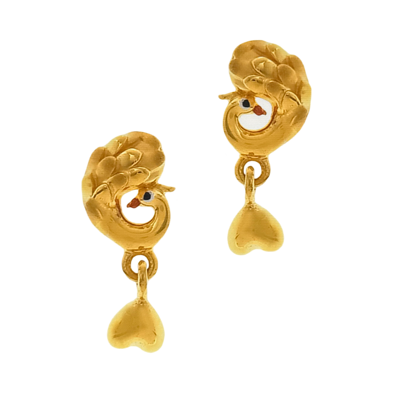 916 Twenty Two Karat (22Kt) Hallmarked Gold Kids / Youth Earrings  -Style