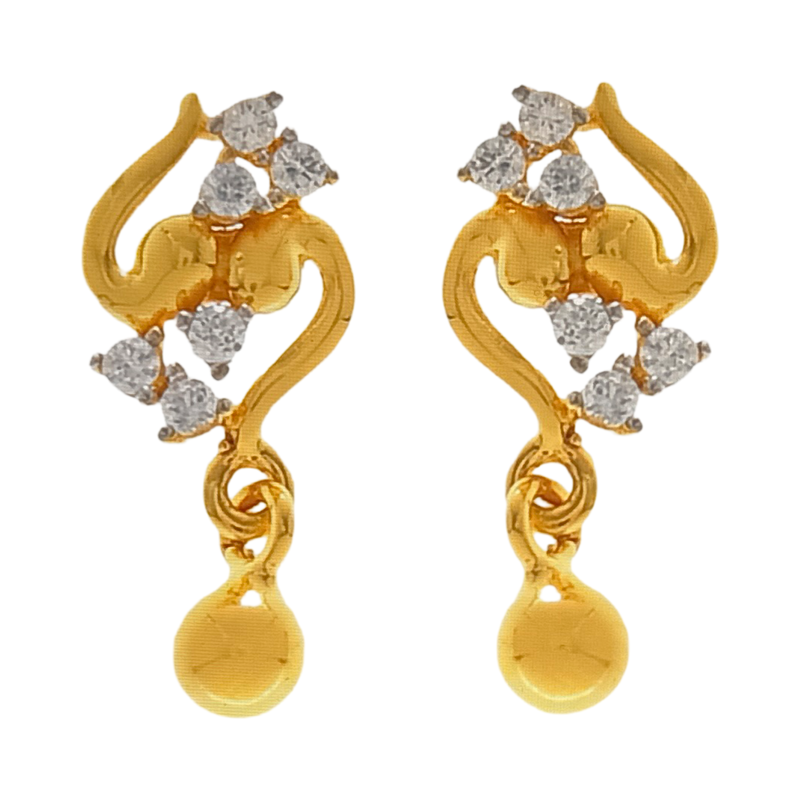 916 Twenty Two Karat (22Kt) Hallmarked Gold Kids / Youth Earrings   -Style