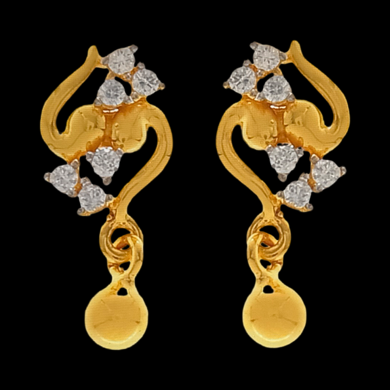 916 Twenty Two Karat (22Kt) Hallmarked Gold Kids / Youth Earrings   -Style