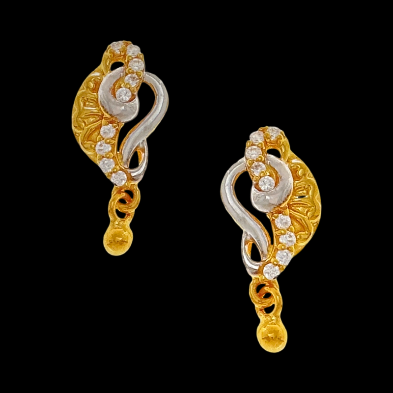 916 Twenty Two Karat (22Kt) Hallmarked Gold Kids / Youth Earrings   -Style