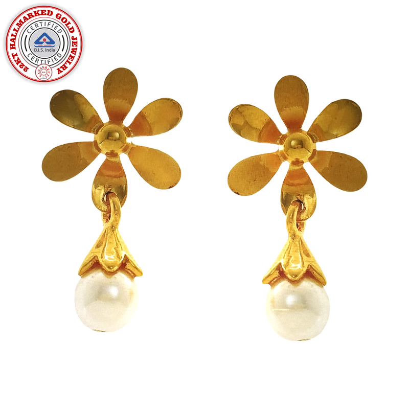 916 Gold Twenty Two Karat (22Kt) Hallmarked Small Jhumki (Jimki) -Style04