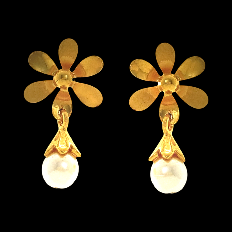 916 Gold Twenty Two Karat (22Kt) Hallmarked Small Jhumki (Jimki) -Style04