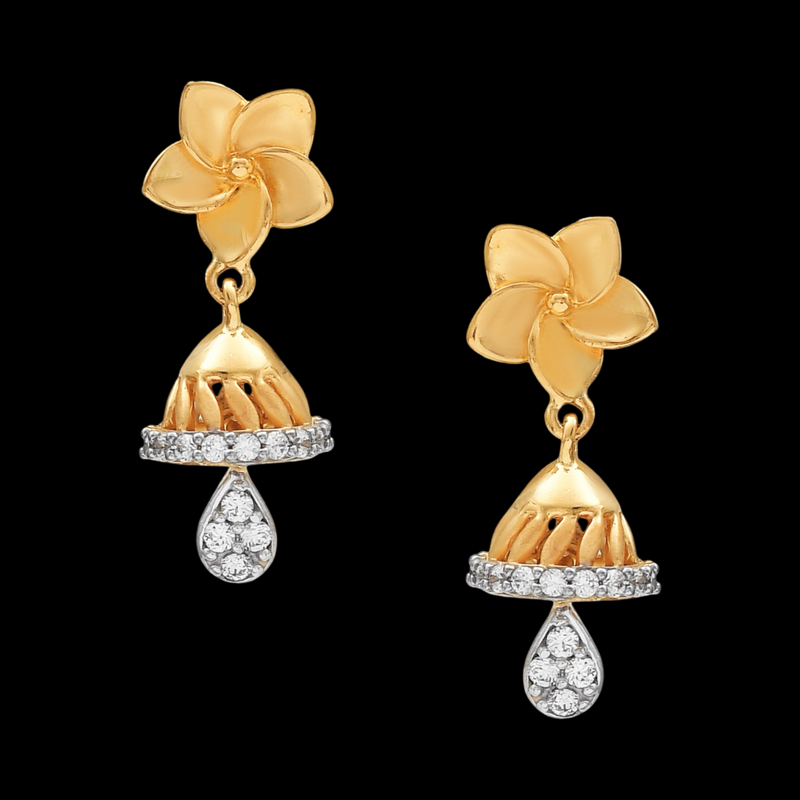 916 Gold Twenty Two Karat (22Kt) Hallmarked Small Jhumki (Jimki) -Style